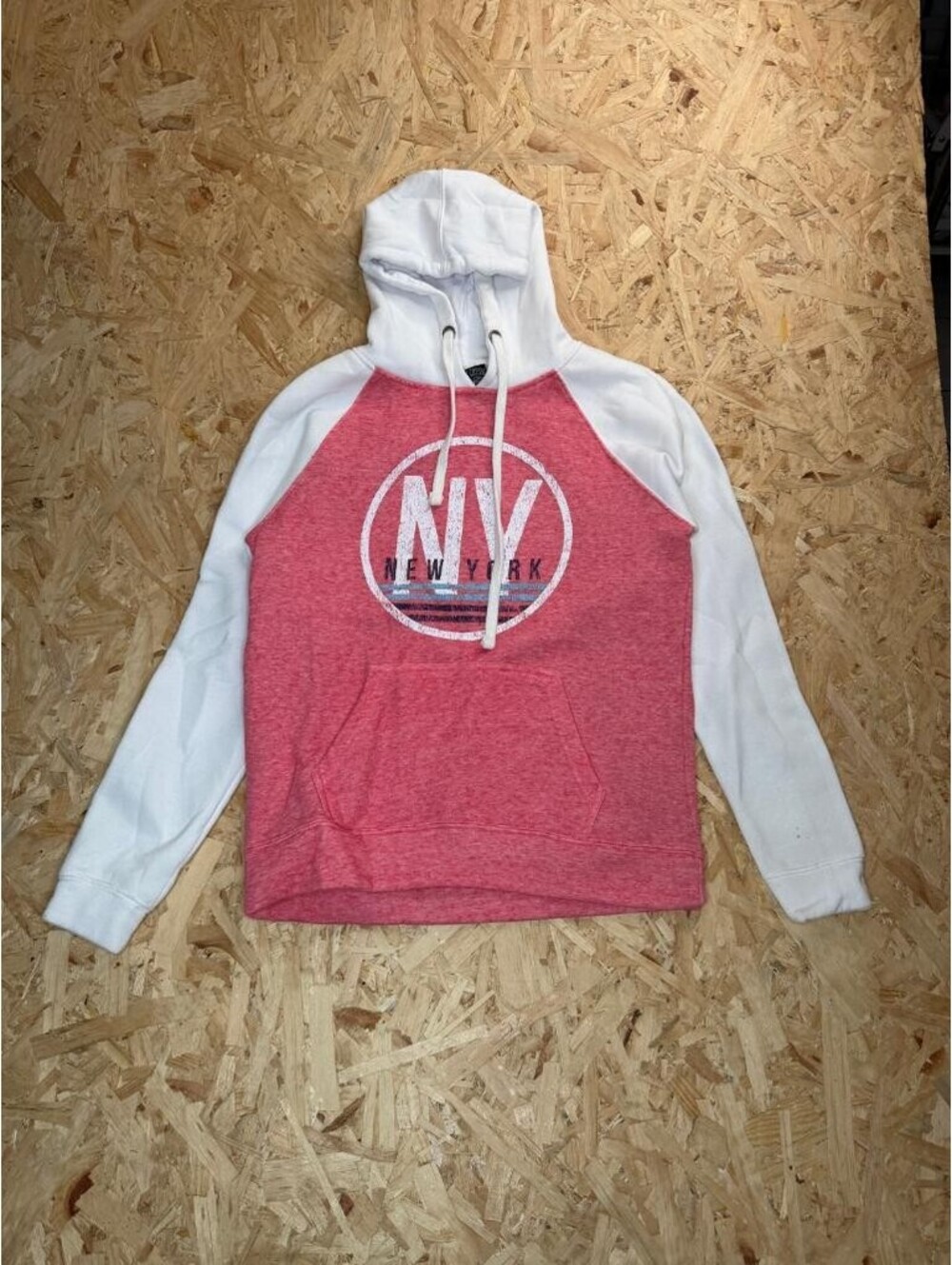Salt Creek New York Hoodie Mens Small Red White Raglan Sleeve NY Graphic